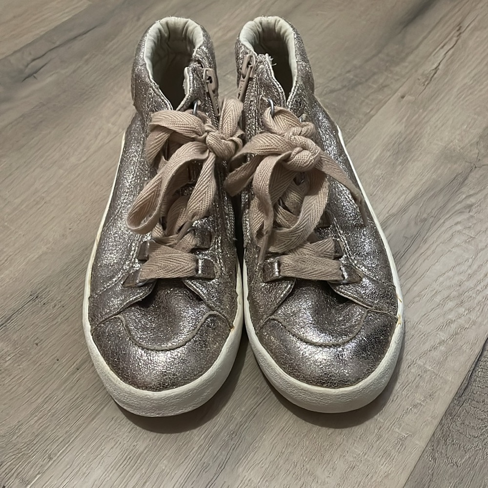 Zara girls rose gold sparkly shoes with side zipper